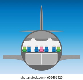 Business class seat of Wide body Airplane Cross section Vector