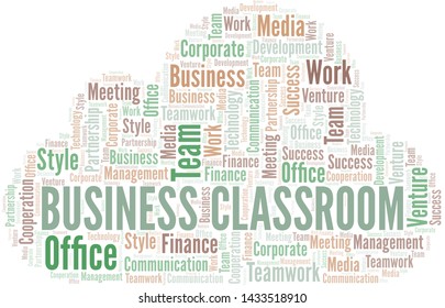 Business Classroom word cloud. Collage made with text only.