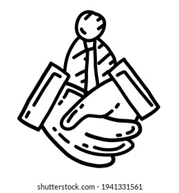 Diseño de iconos dibujados a mano por el cliente de negocios, negro de contorno, icono de garabato, icono de vector.