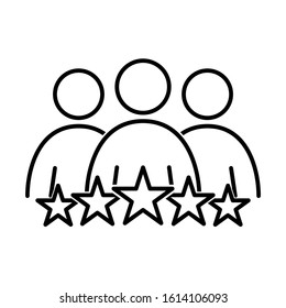 Business client icon design. Team and 5 stars symbol icon in trendy outline style design. Vector illustration.