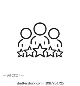 business client icon, people group with 5 stars line sign - vector illustration eps10