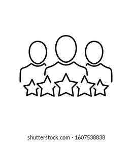 Business client icon, people group with 5 stars line sign - vector illustration eps10