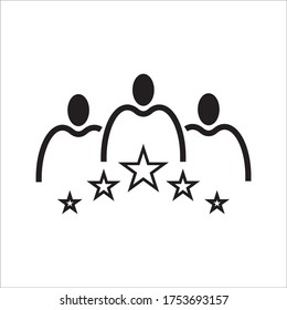 business client icon, people group with 5 stars line sign