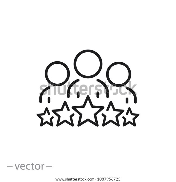business client icon, people group\
with 5 stars line sign - vector illustration\
eps10