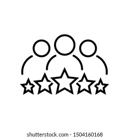 Business client line icon in flat style. Team and 5 stars symbol isolated on white. Leadership concept. Vector group of people icon in black People with rating Simple teamwork icon Vector illustration - Shutterstock ID 1504160168
