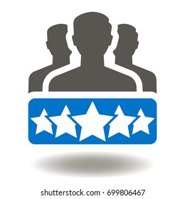 Business Client Satisfaction Vector Icon. People Group Stars Illustration. Rating Evaluation Assessment Symbol.