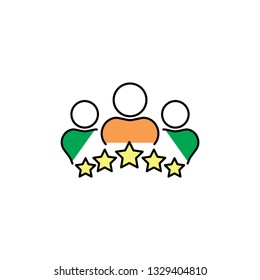 business client vector icon, people group with 5 stars color sign