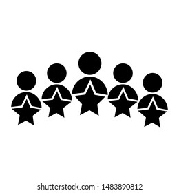 Business client vector icon, people group with stars illustration sign.