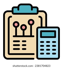 Business clipboard icon outline vector. Video computer. Online group color flat