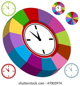 Gráfico de reloj de empresa aislado en un fondo blanco.