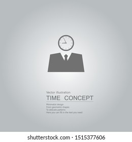Business clock concept design. Isolated on grey background.