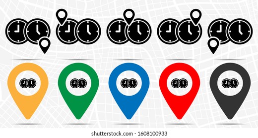 Business, clock icon in location set. Simple glyph, flat illustration element of business theme icons