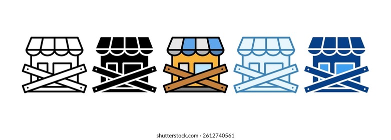 Business Closure Icon Set Multiple Style Collection