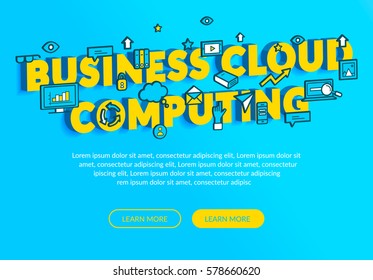 Business cloud computing concept. Vector illustration