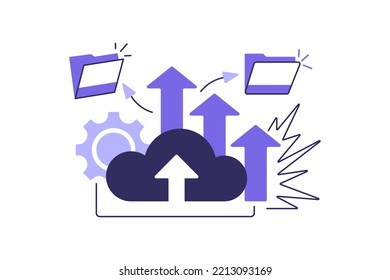 Business cloud computing, Data provision and cloud computing services for web page, banner, presentation, social media, documents, cards, posters. Vector illustration