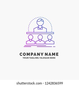Business, coach, course, instructor, mentor Purple Business Logo Template. Place for Tagline