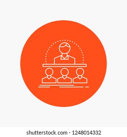 Business, coach, course, instructor, mentor White Line Icon in Circle background. vector icon illustration