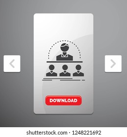 Business, coach, course, instructor, mentor Glyph Icon in Carousal Pagination Slider Design & Red Download Button