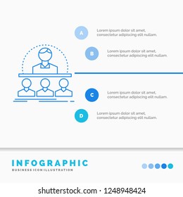 Business, coach, course, instructor, mentor Infographics Template for Website and Presentation. Line Blue icon infographic style vector illustration