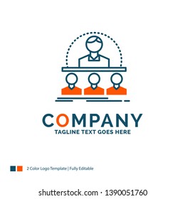 Business, coach, course, instructor, mentor Logo Design. Blue and Orange Brand Name Design. Place for Tagline. Business Logo template.