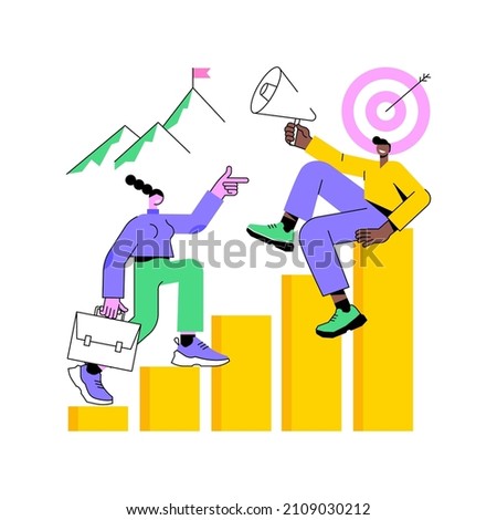 Business coaching abstract concept vector illustration. Coaching service, business consultancy, mentoring, management training, goal achievement, success and career ladder abstract metaphor.