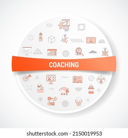 concepto de entrenamiento de negocios con concepto de icono con forma redonda o circular para placa