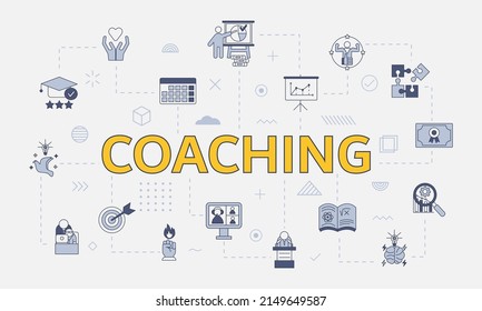business coaching concept with icon set with big word or text on center