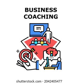 Concepto de icono vector de eventos de entrenamiento de negocios. Acto De Entrenamiento Empresarial Para Estudiar Y Motivar A Los Empleadores Para Lograr El Éxito. Ilustración de color de la conferencia de los trabajadores de equipo