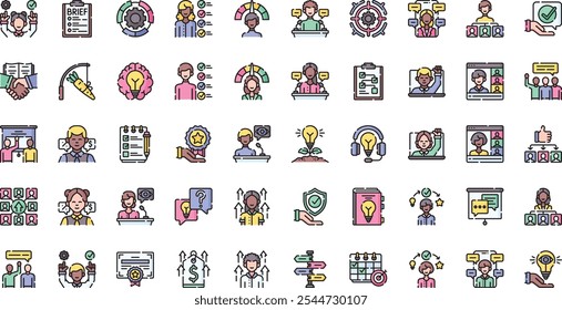 Iconos de coaching de negocios Colección de iconos vectoriales de alta calidad con trazo editable. Ideal para Profesional y Proyectos Creativos.