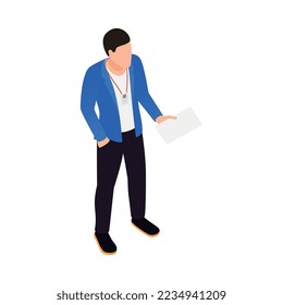 Business coaching isometric composition with strategy and success course isolated vector illustration