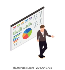 Business coaching isometric composition with strategy and success course isolated vector illustration