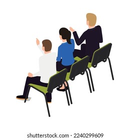 Business coaching isometric composition with strategy and success course isolated vector illustration