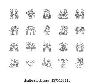 Business coaching line icons, signs, vector set, outline illustration concept 