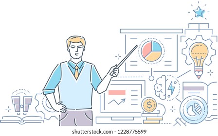 Business coaching - modern line design style vector illustration