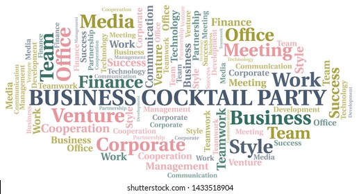 Business Cocktail Party word cloud. Collage made with text only.