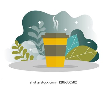 Business Coffee Break Landing Page. Lunch Time Banner with Flat Website Template. Easy Edit and Customize. Vector illustration. Time management concept.