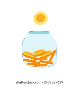 business coin jar cartoon. gold financial, growth deposit, finance tip business coin jar sign. isolated symbol vector illustration