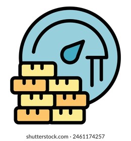 Icono de pila de moneda de negocios - Vector de esquema. Riesgo de Plan. Dinero estrategia color plana