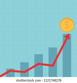 Business coin vector. graph vector. free space for text. wallpaper. background.