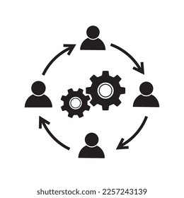 Imagen vectorial de icono de colaboración empresarial en la parte posterior blanca