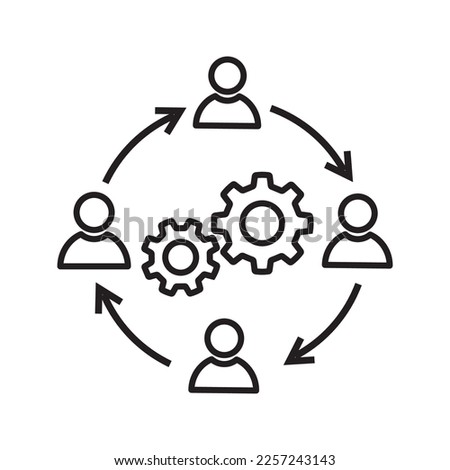 Business collaborate icon vector image. Teamwork Corporation Concept. Conceptual icon of businessteam working cohesively