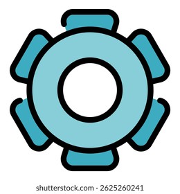 Business collaboration gear wheel icon. Outline business collaboration gear wheel vector icon color flat isolated