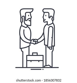 Business collaboration icon, linear isolated illustration, thin line vector, web design sign, outline concept symbol with editable stroke on white background.