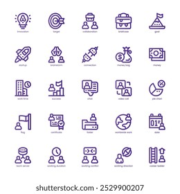 Pacote de ícones de Colaboração Empresarial para o seu design de site, celular, apresentação e logotipo. Ícone de colaboração empresarial - design básico do gradiente de linha. Ilustração de gráficos vetoriais e traçado editável.