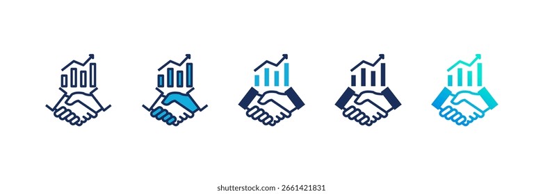 Conjunto de iconos de colaboración empresarial colección de estilos múltiples