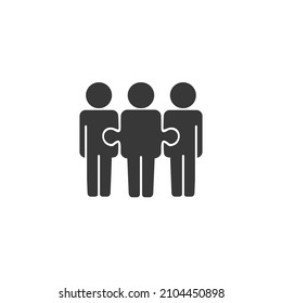 Business collaboration icon, teamwork puzzle, people team for work in office, concept partnership,  editable stroke vector illustration