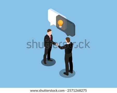Business Collaboration and Idea Exchange 3d isometric vector illustration