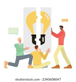 Business collaboration illustration concept. Office man character vector design. Business people working in office planning, thinking and economic analysis on isolated white background.