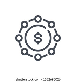 Business collaboration line icon. Finace income connections vector outline sign.