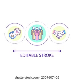 Business collaboration loop concept icon. Teamwork for corporate success. Partnership abstract idea thin line illustration. Isolated outline drawing. Editable stroke. Arial font used